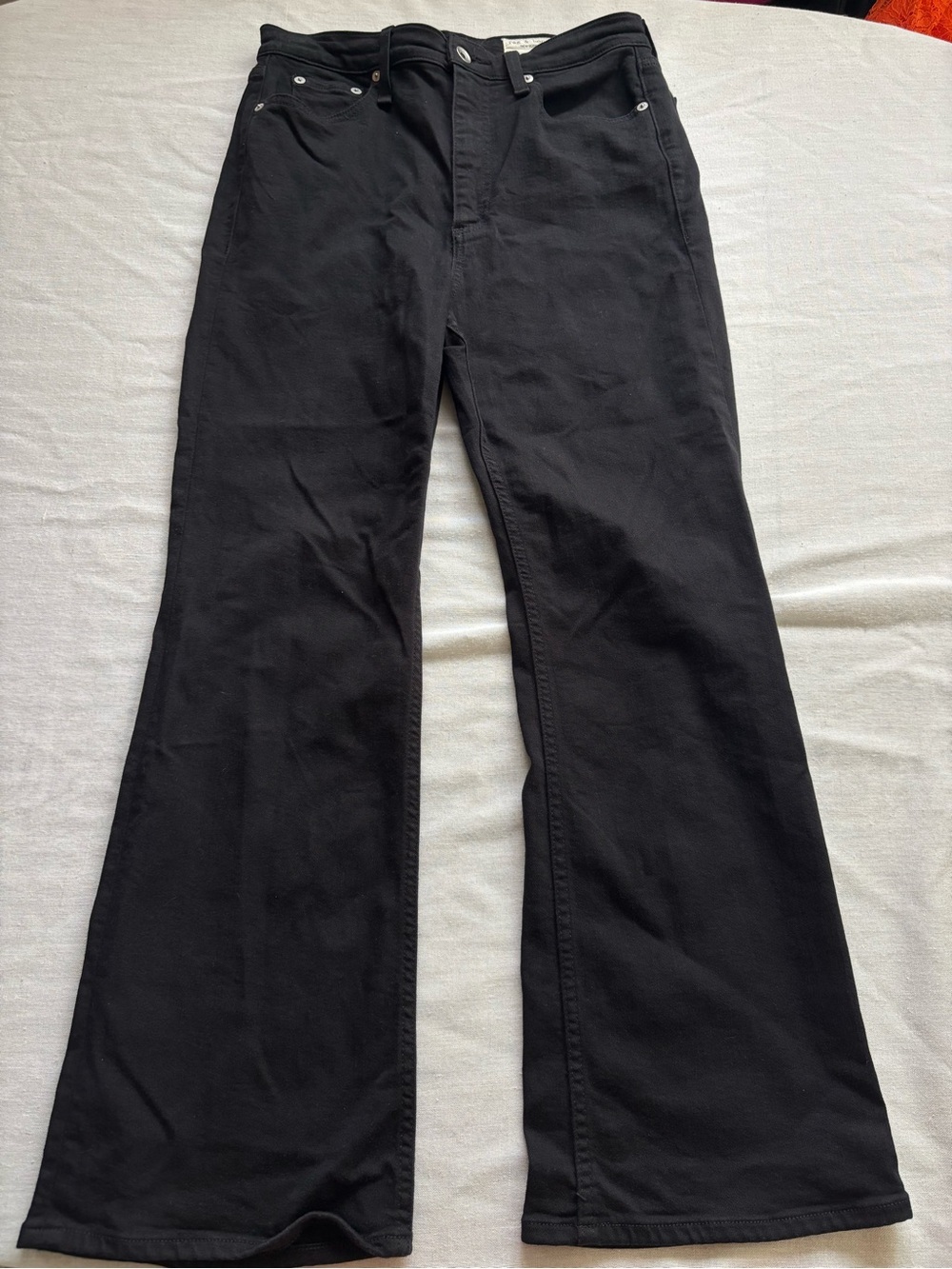 Rag & Bone Casey High Rise Ankle Flare Jeans 28 Black Crop WDD22F2917N5BL $258 - Picture 2 of 10